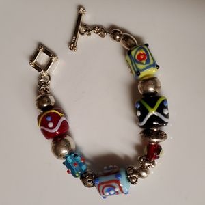 Silpada 925 lampwork glass beads bracelet.  7 1/2 inch